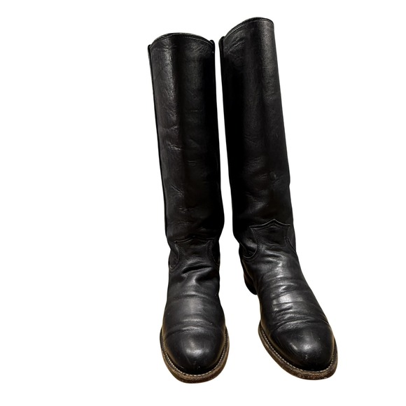 Justin Womens Boots Size 6 B Black Leather Tall Knee High Riding Western B1986 - Picture 1 of 8